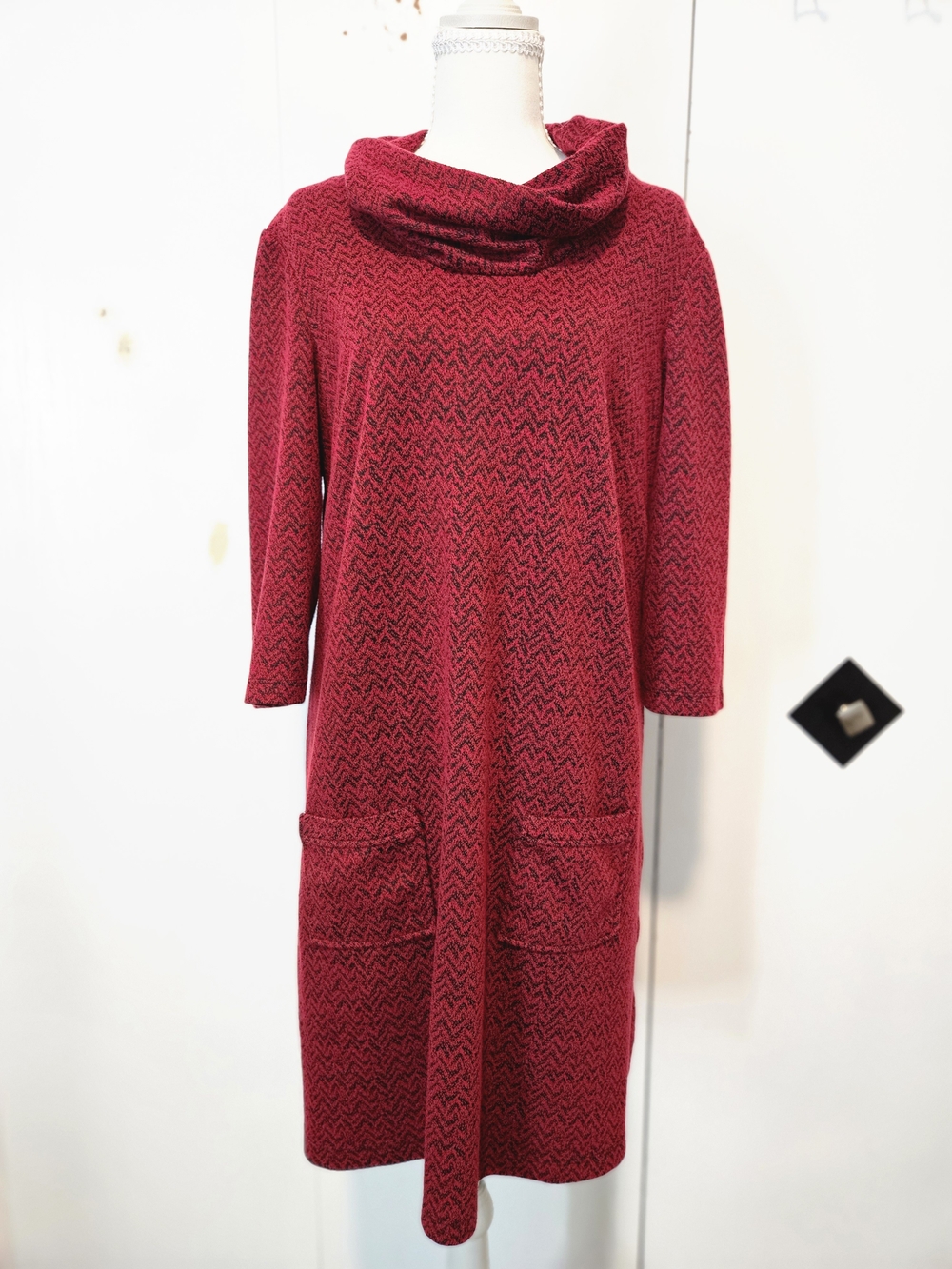 NorthStyle Deep Red Cowl Neck Sweater Dress
